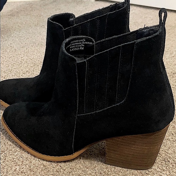 Suede Leather Black Booties